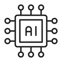 Artificial intelligence ai processor chip icon. vector