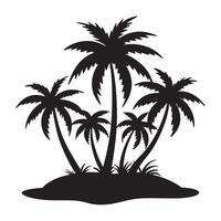 Coconut palm tree silhouette. vector