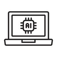Artificial intelligence laptop ai icon. vector