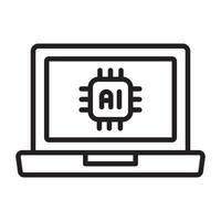 Artificial intelligence laptop ai icon. vector