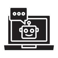 Laptop chatbot icon. vector