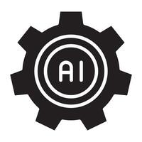 Gear with ai artificial intelligence icon. vector