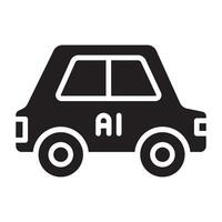 Autonomous car with artificial intelligence icon. vector