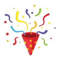 Party confetti popper exploding birthday. vector