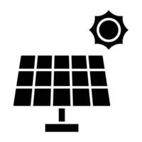 Solar cell panel and sun green energy icon. vector