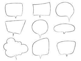 Comic retro speech bubbles set. Outline text box, frame collection vector