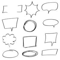 Hand drawn outline speech bubbles, text frame, highlights. vector