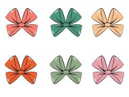 Retro colorful bows set. Gift bowknots collection vector