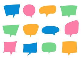 Colorful hand drawn speech bubbles, text frame  set vector