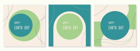 Posters set of Earth Day , brochure, flyer templates. Eco abstract organic lines shape and circles, boho style, simple wallpaper. vector