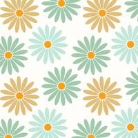 Seamless pattern pastel colors daisies chamomile on white background. vector