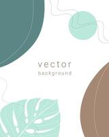 Abstract vector background poster in boho style with organic botanical shapes and minimalist style, empty space for insert or lettering text.