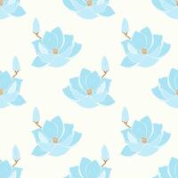 Lotus pattern with hand drawn blue flower. Water lily  for packaging, background, backdrop, wallpaper. vector