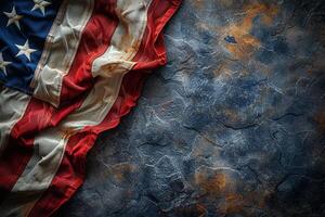 ai generado contento veteranos día concepto hecho desde americano bandera y el texto en oscuro Roca antecedentes foto