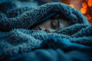 AI generated World Sleep Day sleeping under a blanket on an international holiday abstract representation photo