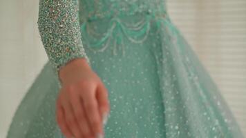 Close-up of a woman's hand pointing towards the camera, blurred background, concept of choice or accusation. video