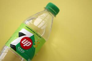 KYIV, UKRAINE - OCTOBER 31, 2023 7up 0,5 liter zero sugar plastic bottle. Seven up owned by Keurig Dr Pepper photo