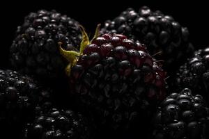 AI generated Fresh mulberries background. Texture mulberries close up. Neural network AI generated photo