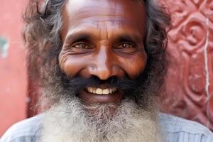 AI generated Portrait of an old Hindu man. Neural network AI generated photo