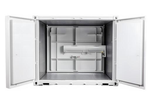 AI generated Container, open door, white background. Neural network AI generated photo