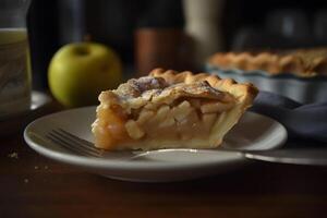 AI generated Homemade apple pie. Neural network AI generated photo