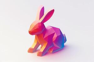 AI generated Vibrant Low Poly Rabbit Easter Background photo