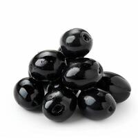 AI generated Black Olives Pile Isolated   Mediterranean Cuisine Concept photo