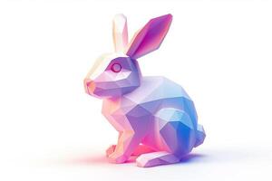 AI generated Low Poly Easter Rabbit with Copy Space photo