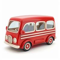 AI generated Red Vintage Cartoon Bus Kids Template photo