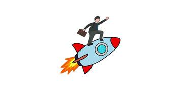 businessman with rocket animation video