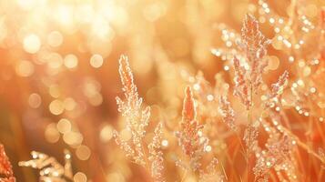 AI generated Sunrise Dew on Golden Wheat Field Bokeh photo