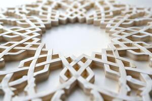 AI generated Festive Wooden Snowflake Design, White Background photo