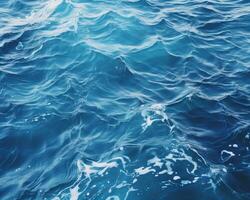 AI generated Blue water ocean texture, top view photo