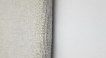 Close up of linen fabric texture background with copy space for text. photo