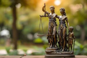 AI generated Family law. Justice statue with sword and scale photo