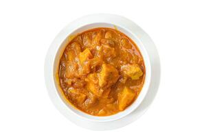 AI generated Japanese curry served on a plate isolated on a white background photo