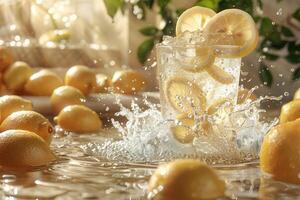 ai generado Fresco exprimido limonada profesional publicidad comida fotografía foto
