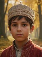 AI generated Muslim Young Boy's Portrait Generated by AI photo