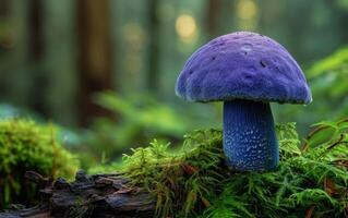 AI generated Purple wild mushroom photo