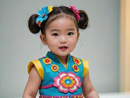 AI generated Adorable Korean Toddler in Hanbok Generative by AI photo