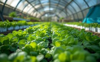 AI generated Fresh vegetable grow in a greenhouse photo