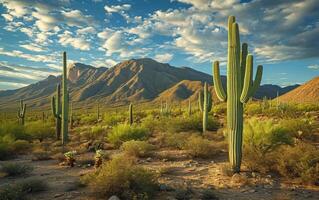 AI generated Desert with cactus photo