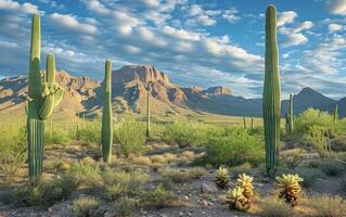 AI generated Desert with cactus photo