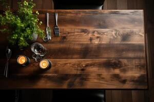 AI generated cutlery tableware set mockup background photo