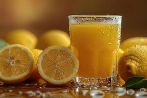 AI generated fresh squeezed lemonade professional advertising food photography photo