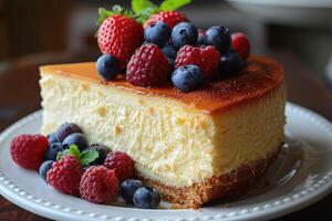 AI generated ultimate creamy cheesecake professional advertising food photography photo