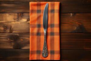 AI generated cutlery setting on a restaurant table advertising food photography photo