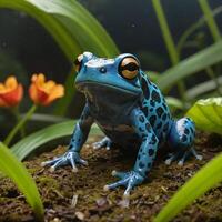 AI generated Vibrant Poison Frog Exploring Nature's Colorful Amphibians Generated by AI photo