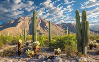 AI generated Desert with cactus photo