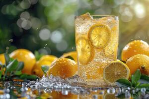 AI generated fresh squeezed lemonade professional advertising food photography photo